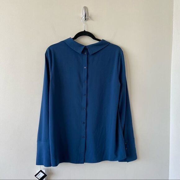 Nwt-halogen Button Back Long Sleeve Blouse (Size:Medium) - Picture 4 of 12